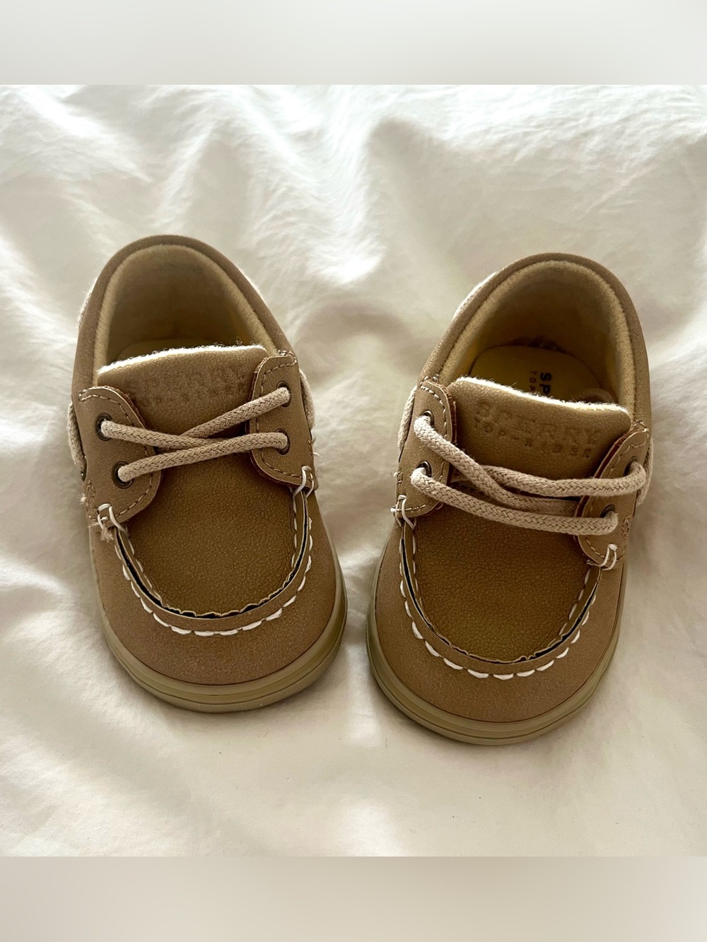 Sperry Baby Leather Boat Shoes in Tan
